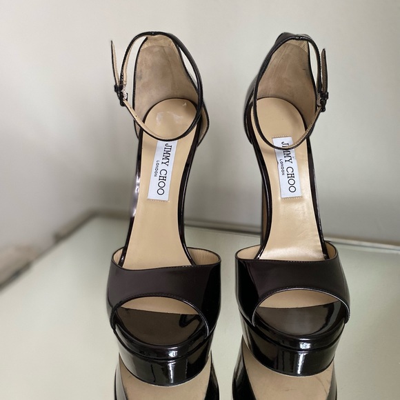 New Jimmy Choo Max 150 Black Patent Leather Open
Toe Platform Sandals 41 $1,095 - Picture 10 of 13